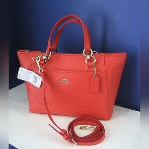 Coach Mini Ellis Designer Tote in Pebble Leather 35030 Light Gold/Watermelon